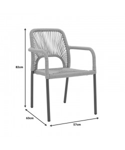 Πολυθρόνα αλουμινίου Norture pakoworld στοιβαζόμενη ανθρακί σκελετός-φυσικό rattan 57x63x82εκ