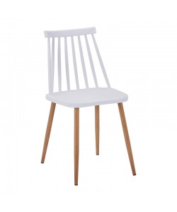 Καρέκλα Aurora I pakoworld pp σε λευκή απόχρωση-πόδι μεταλλικό φυσικό 43x48x79εκ