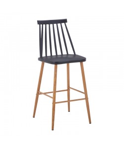 Σκαμπό μπαρ Aurora I pakoworld pp σε μαύρη απόχρωση-πόδι μεταλλικό φυσικό 42x47x99εκ