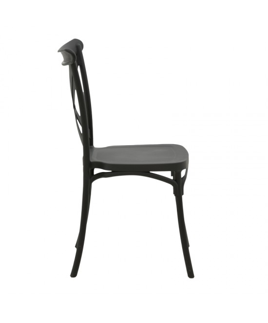 Καρέκλα Crossie pakoworld pp σε ανθρακί απόχρωση 38x46.5x82εκ