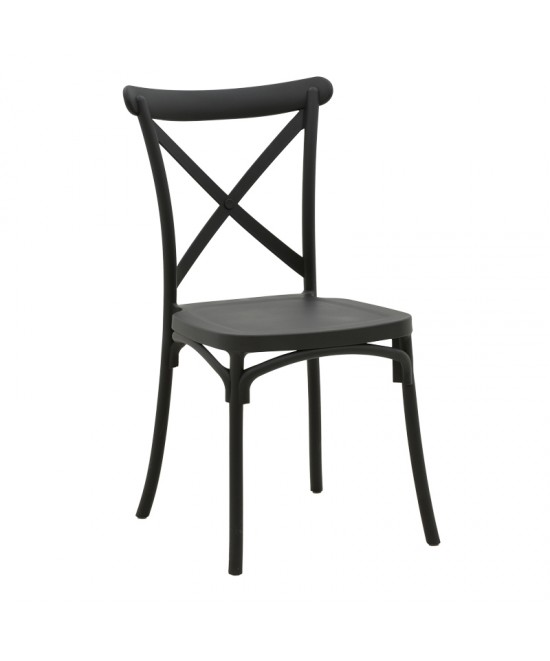 Καρέκλα Crossie pakoworld pp σε ανθρακί απόχρωση 38x46.5x82εκ