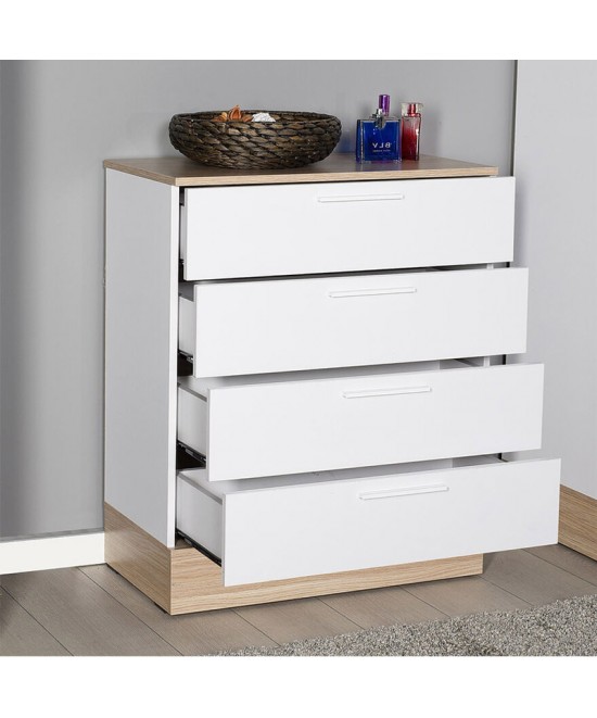 Συρταριέρα Pelita pakoworld σε λευκή-oak απόχρωση 72x40x88εκ