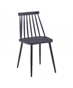 Καρέκλα Aurora I pakoworld pp σε μαύρη απόχρωση-πόδι μεταλλικό μαύρο 43x48x79εκ