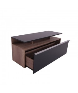 Έπιπλο τηλεόρασης Temano pakoworld σε μαύρη gloss-καρυδι  απόχρωση 117x40x48εκ