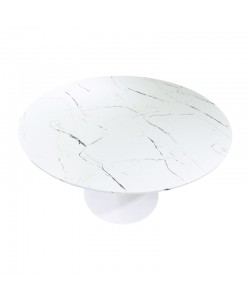 Τραπεζαρία Gaston-Balou I pakoworld σετ 5τεμ pp-mdf σε λευκό μαρμάρου απόχρωση Φ120x75εκ