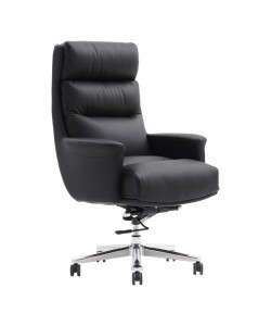 Καρέκλα γραφείου διευθυντή Nagal pakoworld PU σε μαύρη απόχρωση 71x73x117-123εκ