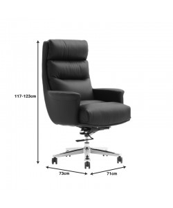 Καρέκλα γραφείου διευθυντή Nagal pakoworld PU σε μαύρη απόχρωση 71x73x117-123εκ