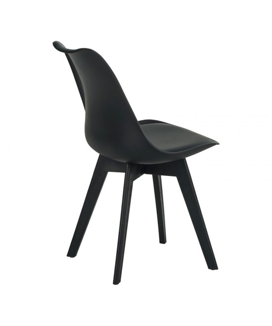Καρέκλα Gaston I pakoworld PP-PU σε μαύρη απόχρωση 53.5x48.5x81,5εκ