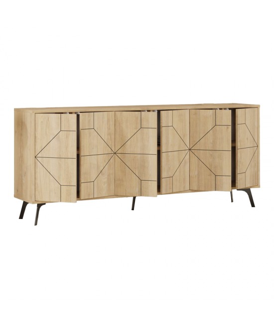 Μπουφές Bufel pakoworld σε φυσική απόχρωση 181x35x77.4εκ