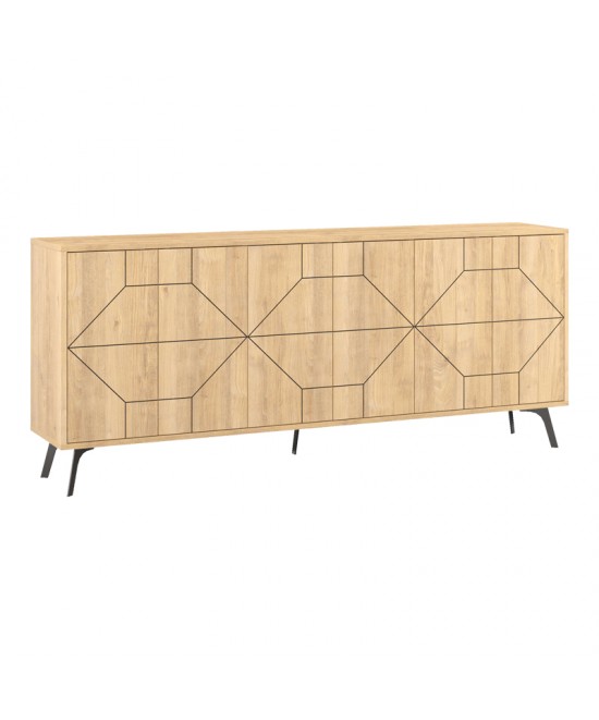 Μπουφές Bufel pakoworld σε φυσική απόχρωση 181x35x77.4εκ