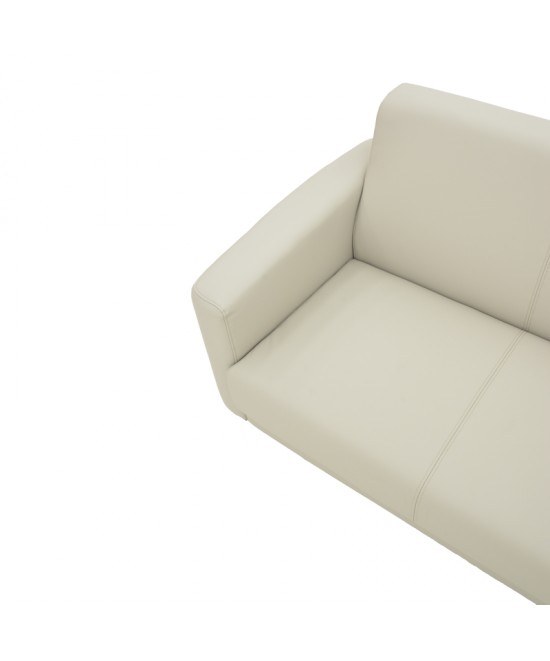 Καναπές τριθέσιος Sidica pakoworld PU σε μπεζ απόχρωση 185x82x81εκ