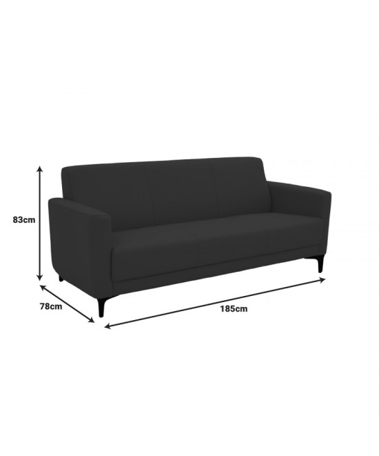 Καναπές τριθέσιος Sidica pakoworld PU σε μπεζ απόχρωση 185x82x81εκ