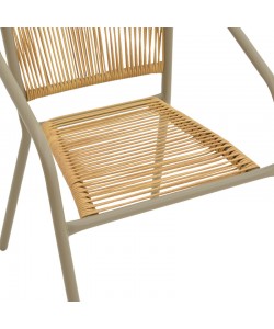 Πολυθρόνα Lindaria pakoworld στοιβαζόμενη αλουμινίου σε σαμπανιζέ και pe rattan σε φυσική απόχρωση 54x63x74εκ