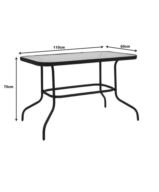 Τραπέζι Valor pakoworld μέταλλο μαύρο-γυαλί 110x60x70εκ