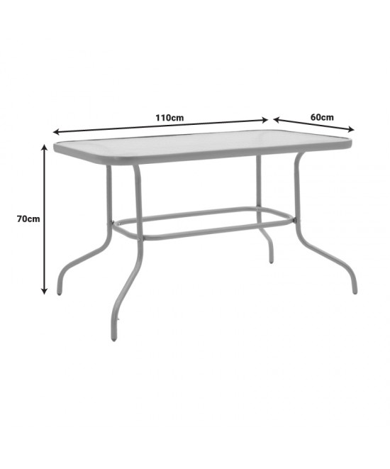 Τραπέζι Valor pakoworld μέταλλο μαύρο-γυαλί 110x60x70εκ