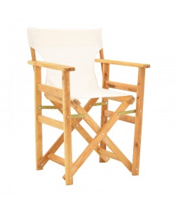 Καρέκλα-πολυθρόνα σκηνοθέτη Kompa pakoworld μασίφ ξύλο οξιάς φυσικό-πανί Nexus εκρού