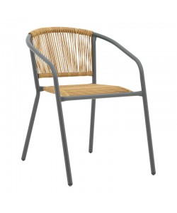 Πολυθρόνα Lindaria pakoworld στοιβαζόμενη μέταλλο σε ανθρακί και pe rattan σε φυσική απόχρωση 54x63x74εκ