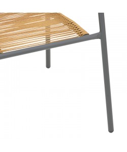 Πολυθρόνα Lindaria pakoworld στοιβαζόμενη μέταλλο σε ανθρακί και pe rattan σε φυσική απόχρωση 54x63x74εκ