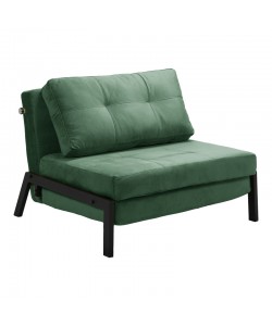 Πολυθρόνα-κρεβάτι Fancy pakoworld βελούδο ύφασμα σε κυπαρισσί απόχρωση κα πόδι μαύρο μέταλλο 95x98x70εκ