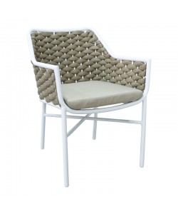 Πολυθρόνα αλουμινίου-pp Ortegia pakoworld στοιβαζόμενη με λευκό σκελετό και μαξιλάρι 57x62x82εκ