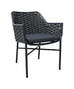 Πολυθρόνα αλουμινίου-pp Ortegia pakoworld στοιβαζόμενη με γκρι σκελετό και μαξιλάρι 57x62x82εκ