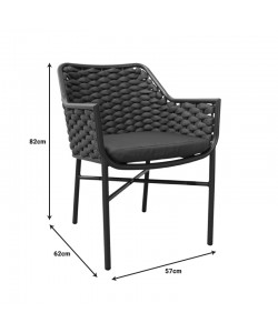 Πολυθρόνα αλουμινίου-pp Ortegia pakoworld στοιβαζόμενη με γκρι σκελετό και μαξιλάρι 57x62x82εκ