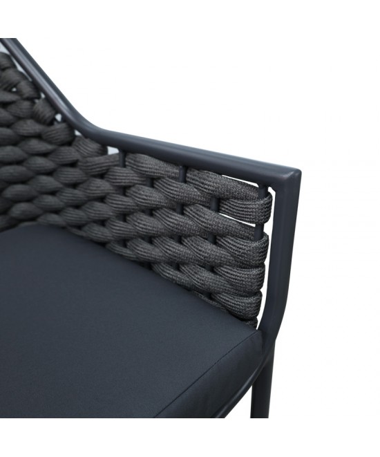 Πολυθρόνα αλουμινίου-pp Ortegia pakoworld στοιβαζόμενη με γκρι σκελετό και μαξιλάρι 57x62x82εκ