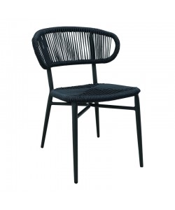 Καρέκλα αλουμινίου-pe rattan Agus pakoworld στοιβαζόμενη σε γκρι απόχρωση 55x63x77εκ