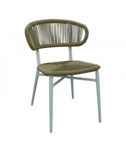 Καρέκλα αλουμινίου-pe rattan Agus pakoworld στοιβαζόμενη σε λευκή απόχρωση 55x63x77εκ