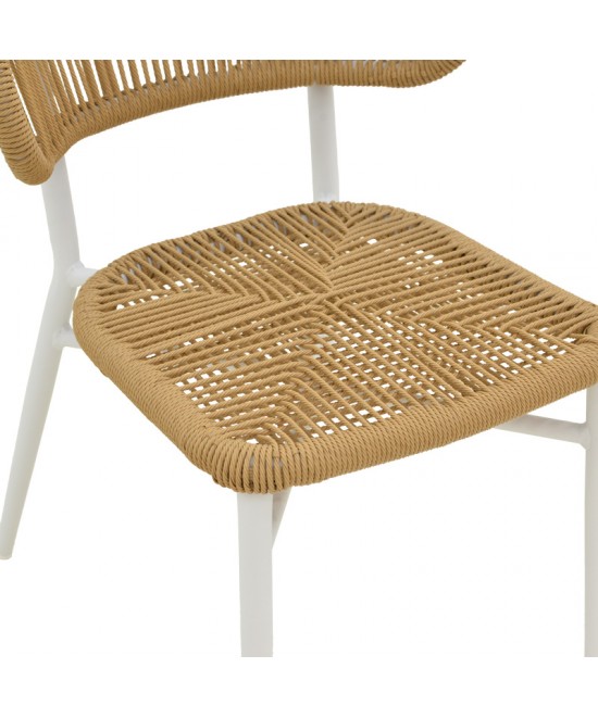 Καρέκλα αλουμινίου-pe rattan Agus pakoworld στοιβαζόμενη σε λευκή απόχρωση 55x63x77εκ