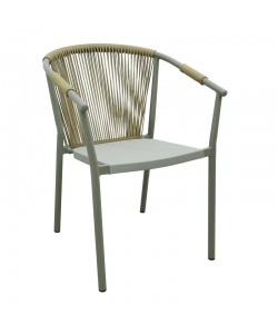 Πολυθρόνα αλουμινίου Convince pakoworld στοιβαζόμενη με καφέ σκελετό-textilene-pe rattan 56x63x82εκ