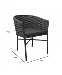 Πολυθρόνα αλουμινίου-pp Noevo pakoworld στοιβαζόμενη με λευκό σκελετό και μαξιλάρι 57x62x77εκ