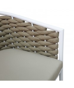 Πολυθρόνα αλουμινίου-pp Noevo pakoworld στοιβαζόμενη με λευκό σκελετό και μαξιλάρι 57x62x77εκ