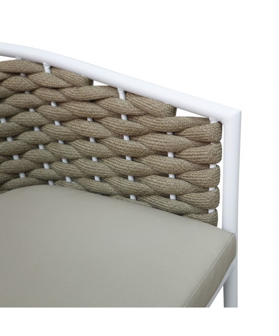 Πολυθρόνα αλουμινίου-pp Noevo pakoworld στοιβαζόμενη με λευκό σκελετό και μαξιλάρι 57x62x77εκ