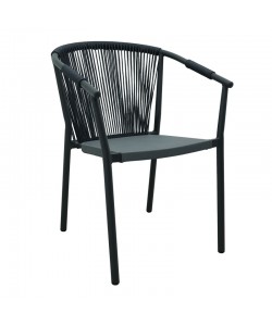 Πολυθρόνα αλουμινίου Convince pakoworld στοιβαζόμενη με γκρι σκελετό-textilene-pe rattan 56x63x82εκ