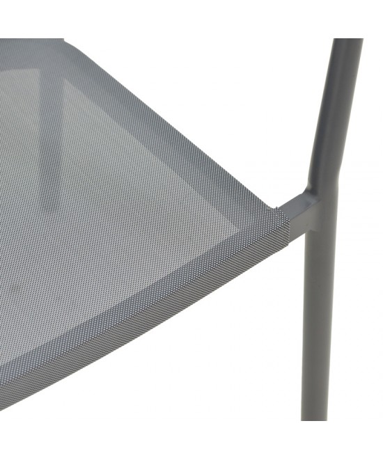 Πολυθρόνα αλουμινίου Convince pakoworld στοιβαζόμενη με γκρι σκελετό-textilene-pe rattan 56x63x82εκ