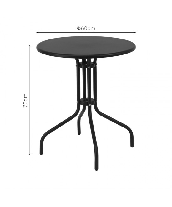 Τραπέζι Vergo pakoworld ανθρακί μέταλλο Φ60x70εκ