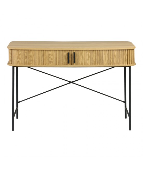 Κονσόλα Scandi pakoworld MDF/Metal σε φυσική απόχρωση με μεταλλικά μαύρα πόδια 120x60x76,5εκ