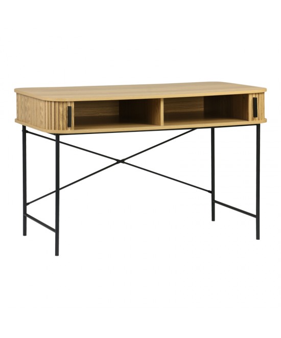 Κονσόλα Scandi pakoworld MDF/Metal σε φυσική απόχρωση με μεταλλικά μαύρα πόδια 120x60x76,5εκ