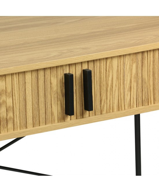 Κονσόλα Scandi pakoworld MDF/Metal σε φυσική απόχρωση με μεταλλικά μαύρα πόδια 120x60x76,5εκ