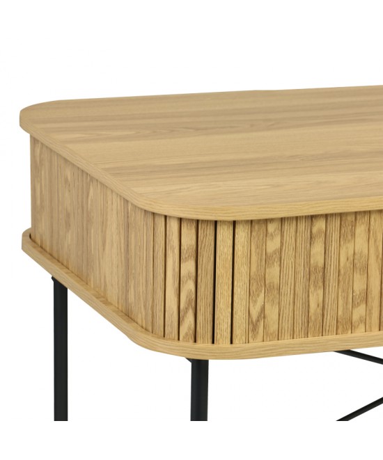 Κονσόλα Scandi pakoworld MDF/Metal σε φυσική απόχρωση με μεταλλικά μαύρα πόδια 120x60x76,5εκ