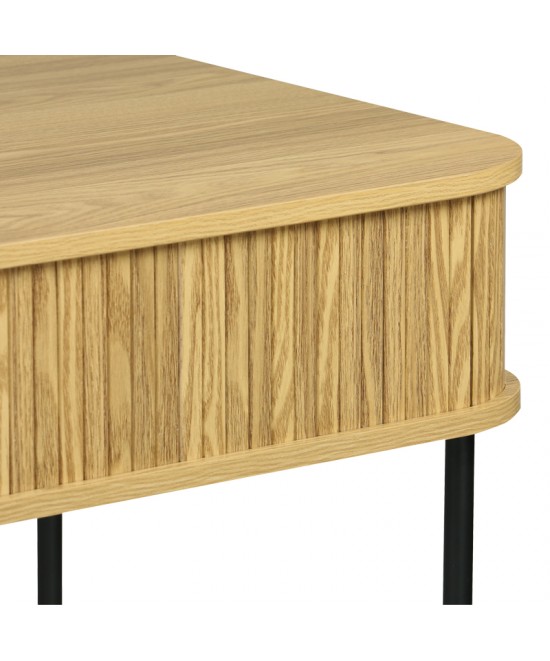 Κονσόλα Scandi pakoworld MDF/Metal σε φυσική απόχρωση με μεταλλικά μαύρα πόδια 120x60x76,5εκ