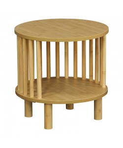 Κομοδίνο Nodial pakoworld MDF/Bamboo σε φυσική απόχρωση Φ40x40εκ