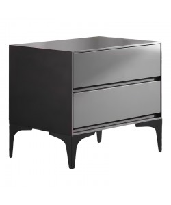 Κομοδίνο Lamesa pakoworld mdf σε ανρθρακί απόχρωση με μαύρα μεταλλικά πόδια 50x40x48εκ