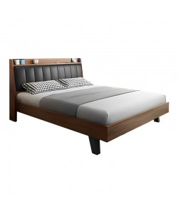 Κρεβάτι Frankly pakoworld mdf-pu σε καρυδί-μαύρο απόχρωση 150x200εκ