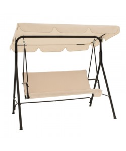 Κούνια κήπου Globo pakoworld μέταλλο μαύρο-ύφασμα μπεζ 170x110x153εκ