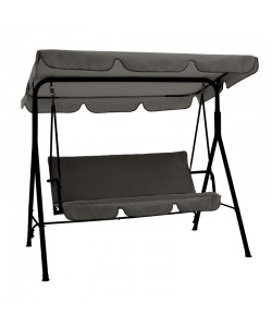 Κούνια κήπου Globo pakoworld μέταλλο μαύρο-ύφασμα γκρι 170x110x153εκ