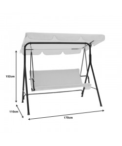 Κούνια κήπου Globo pakoworld μέταλλο μαύρο-ύφασμα γκρι 170x110x153εκ