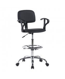 Καρέκλα ρεσεψιόν Icina Ι pakoworld pu σε μαύρη απόχρωση 58x54x102-123εκ