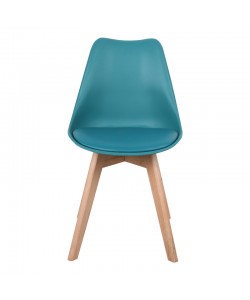 Καρέκλα Gaston pakoworld PP-PU μπλε απόχρωση- φυσικό πόδι 58x47x85εκ